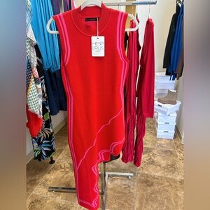 Hesperus Red and Pink Asymmetrical Dress